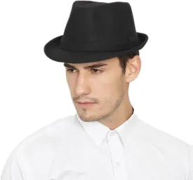 20s Men Fedora Hat Classic Manhattan Structured Gangster Trilby Hat Short Brim Bowler Hat with Band Panama Jazz Cap Derby Hat