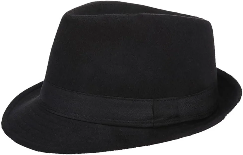 20s Men Fedora Hat Classic Manhattan Structured Gangster Trilby Hat Short Brim Bowler Hat with Band Panama Jazz Cap Derby Hat
