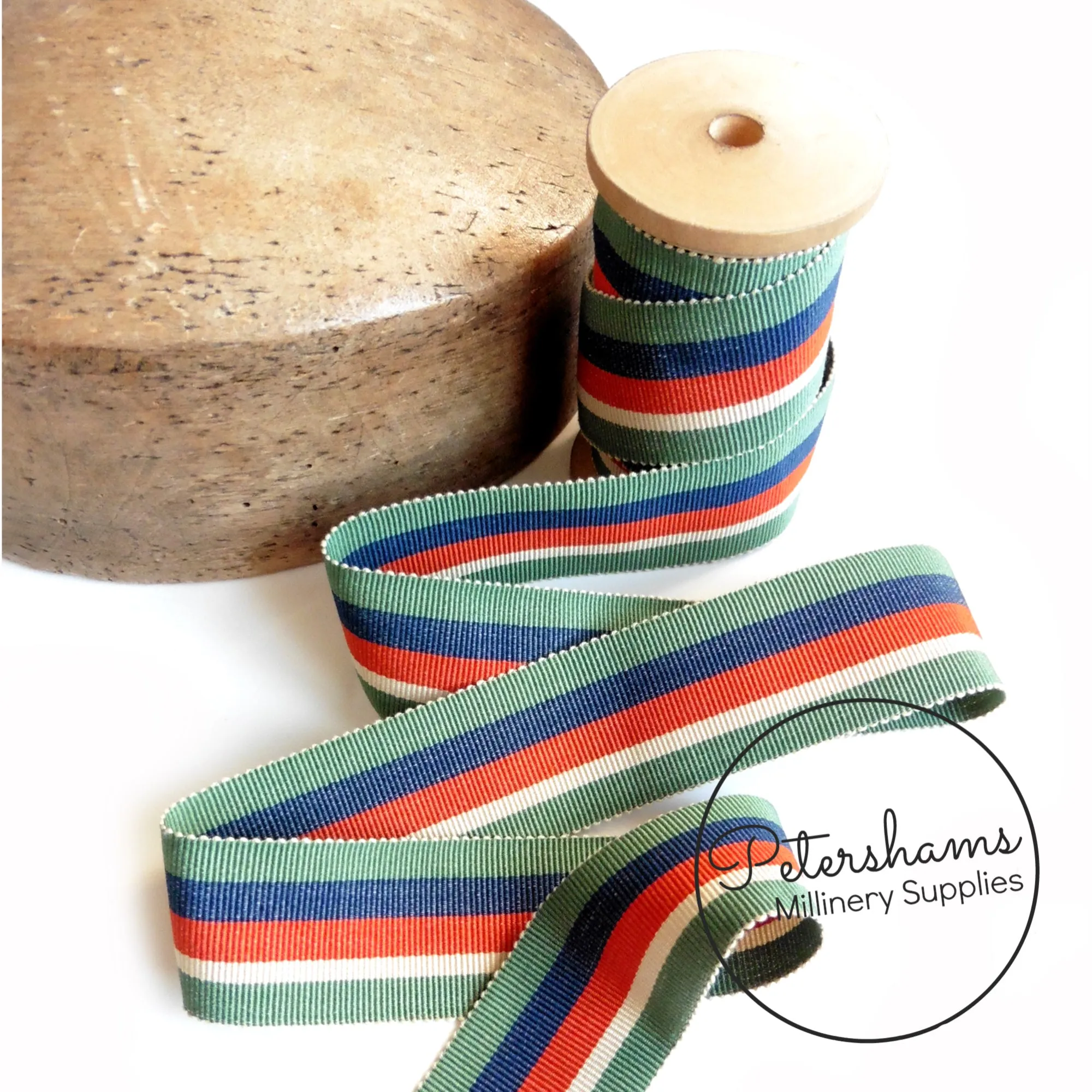 35mm Traditional Stripe Millinery Petersham Hat Ribbon - 1m