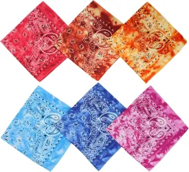 6 Pcs Bandanas Paisley Pattern Bandanas Cowboy Headwraps Scarfs for Hair Head Bandana for Women Men
