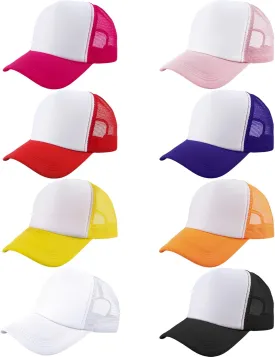 8 Pack Adult Blank Trucker Hats Sublimation Mesh Baseball Cap DIY Plain Trucker Cap for Summer Outdoor Sports