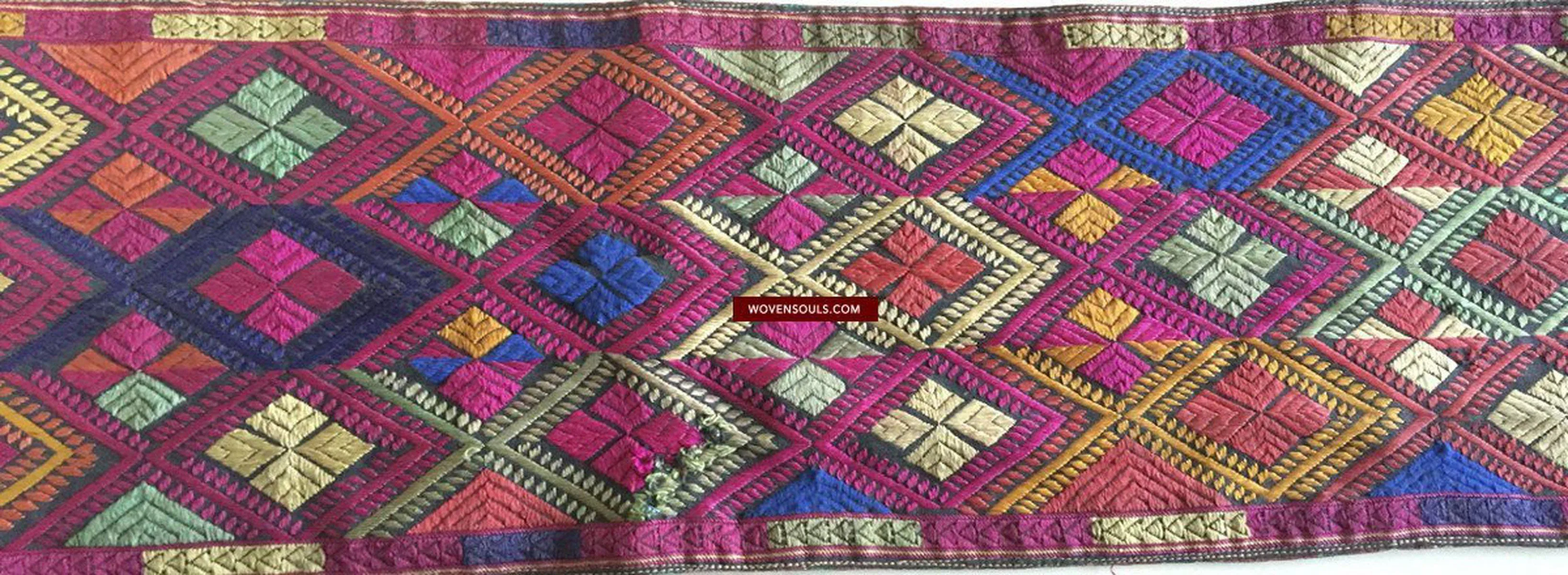 918 SOLD Antique Kohistan Embroidered Scarf Textile with Superb beaded Tassels