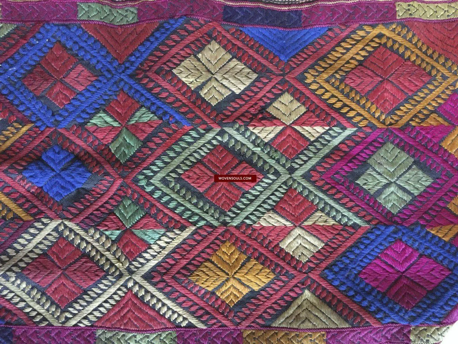 918 SOLD Antique Kohistan Embroidered Scarf Textile with Superb beaded Tassels