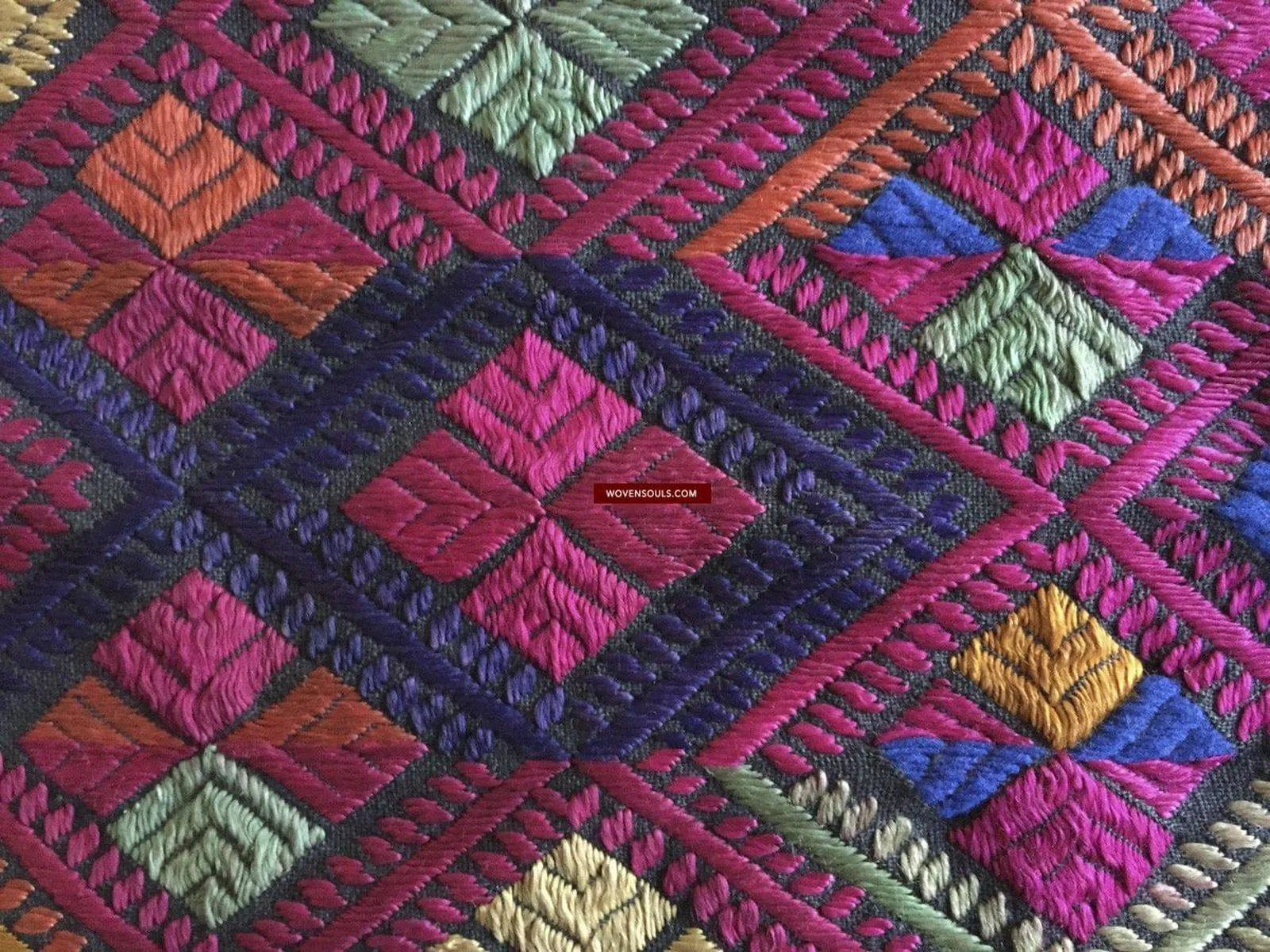 918 SOLD Antique Kohistan Embroidered Scarf Textile with Superb beaded Tassels