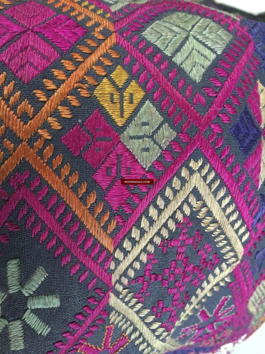 918 SOLD Antique Kohistan Embroidered Scarf Textile with Superb beaded Tassels