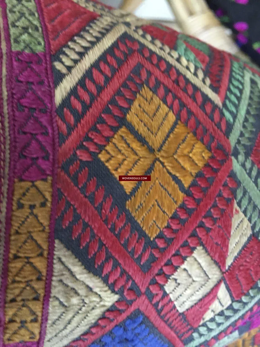918 SOLD Antique Kohistan Embroidered Scarf Textile with Superb beaded Tassels