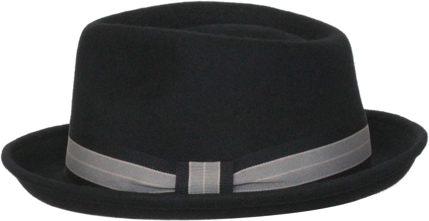 9th Street 'Tony' 100% Wool Fashion Teardrop Fedora Trilby Snap Brim Hat (Black, Medium (fits 7 to 7 1/8))