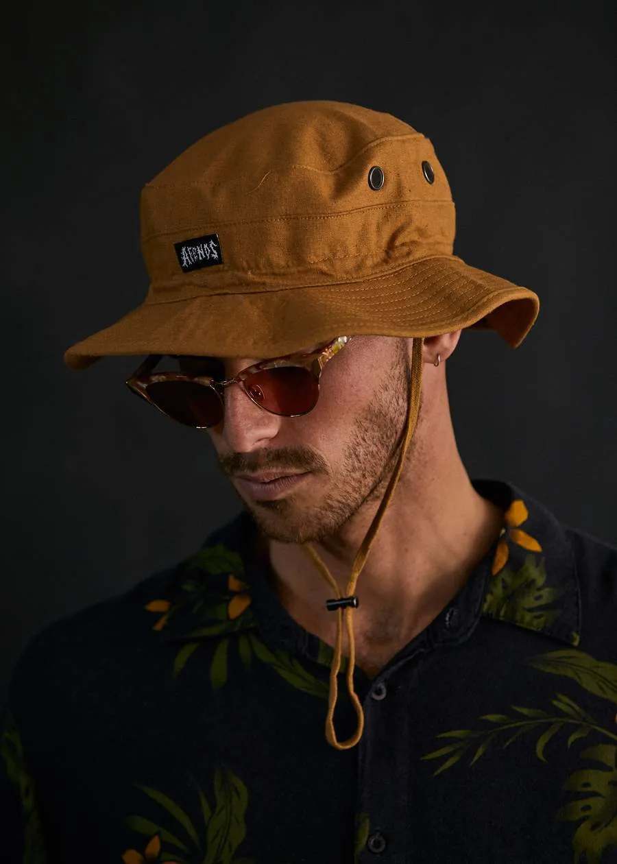 Afends Unisex Torched - Hemp Bucket Hat - Honey