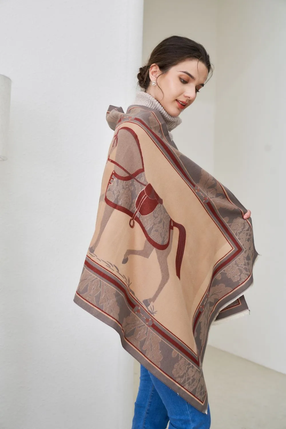 AWST Int'l Baroque Horses Acrylic Cashmere Scarf