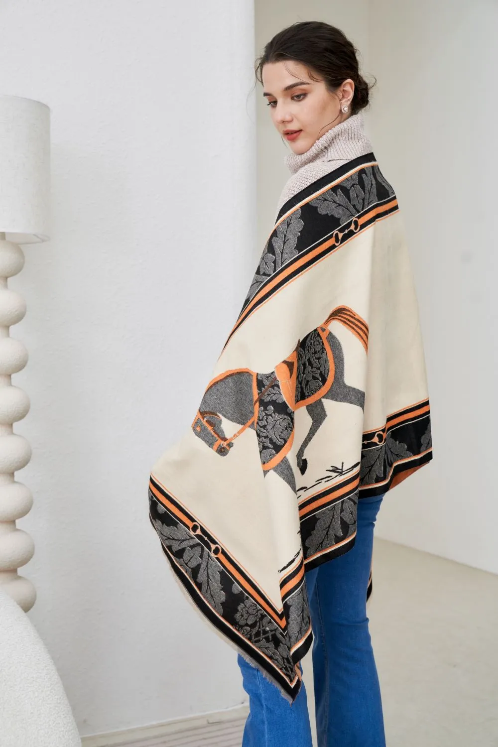 AWST Int'l Baroque Horses Acrylic Cashmere Scarf