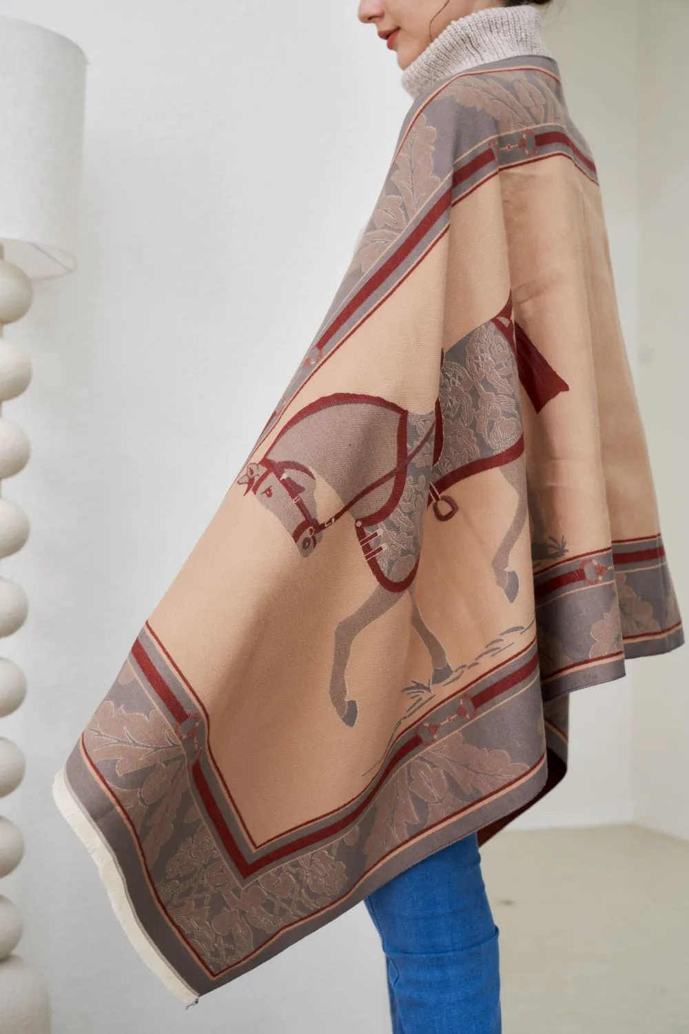 AWST Int'l Baroque Horses Acrylic Cashmere Scarf