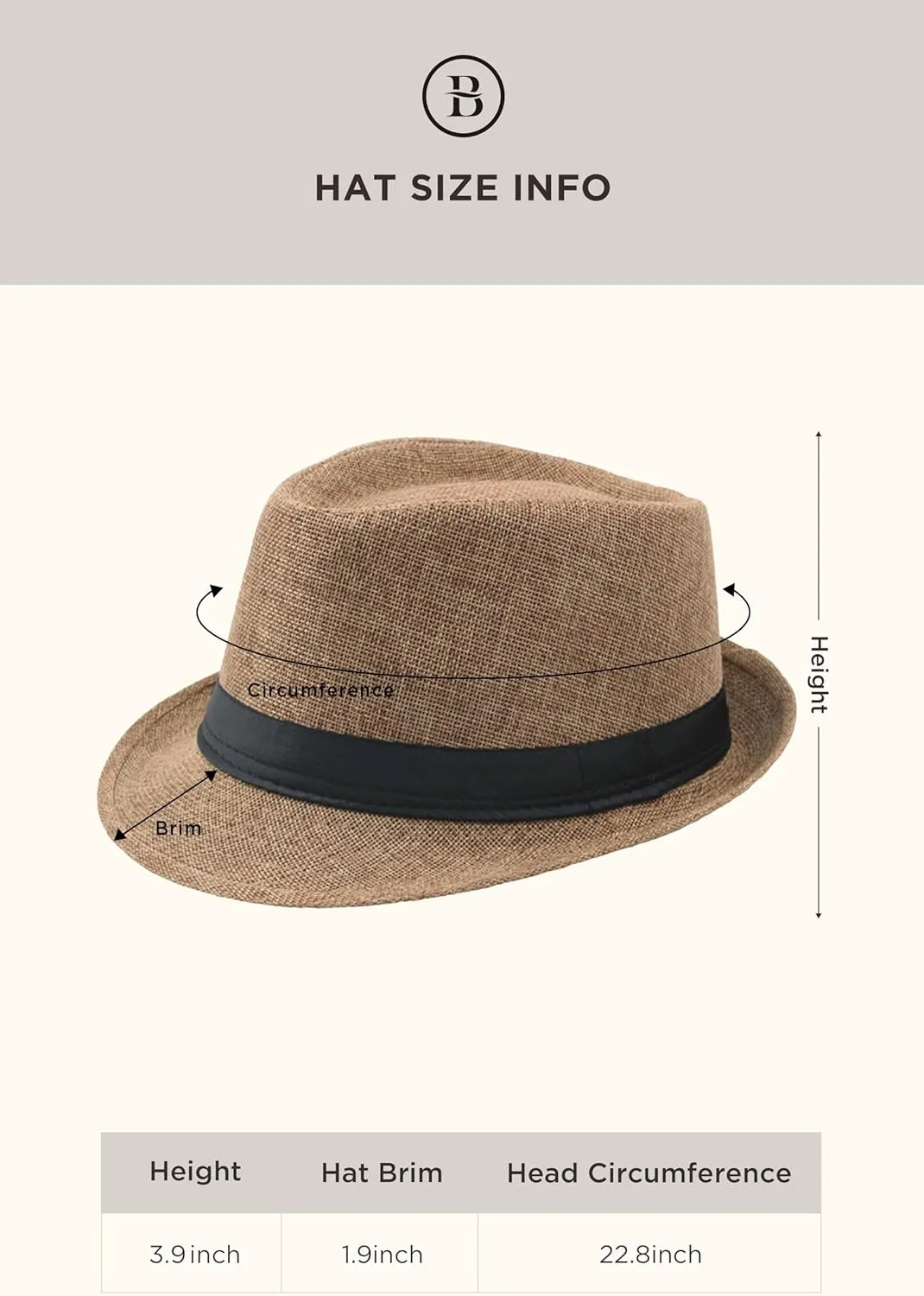 BABEYOND Straw Trilby Fedora Hat for Men-1920s Felt Panama Hat Short Brim Summer Cap with Ribbon
