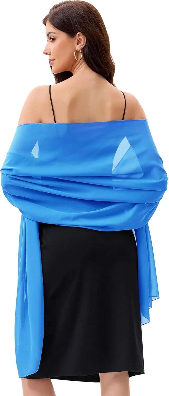 Baoqiya Women's Shawls and Wraps for Evening Dress Chiffon Shawl Soft Elegant Silky Pashmina Wedding Bridal Scarf