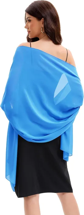 Baoqiya Women's Shawls and Wraps for Evening Dress Chiffon Shawl Soft Elegant Silky Pashmina Wedding Bridal Scarf