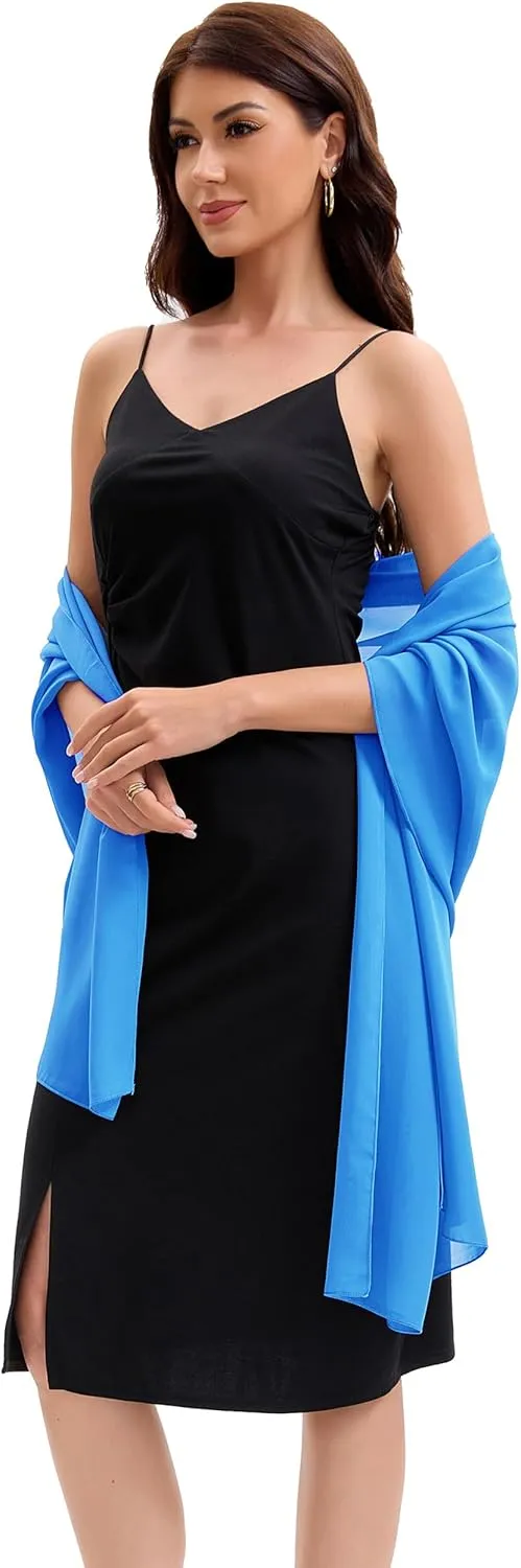 Baoqiya Women's Shawls and Wraps for Evening Dress Chiffon Shawl Soft Elegant Silky Pashmina Wedding Bridal Scarf