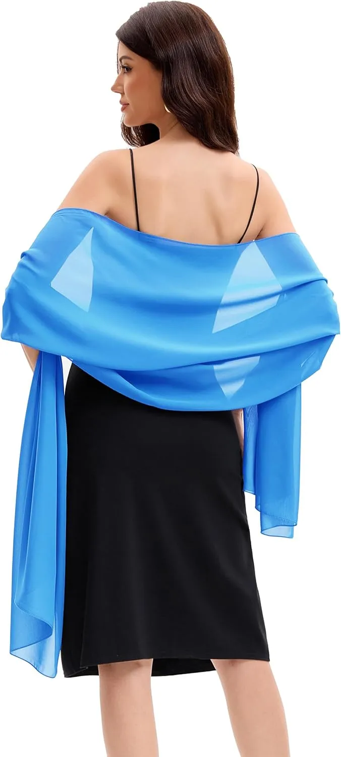 Baoqiya Women's Shawls and Wraps for Evening Dress Chiffon Shawl Soft Elegant Silky Pashmina Wedding Bridal Scarf
