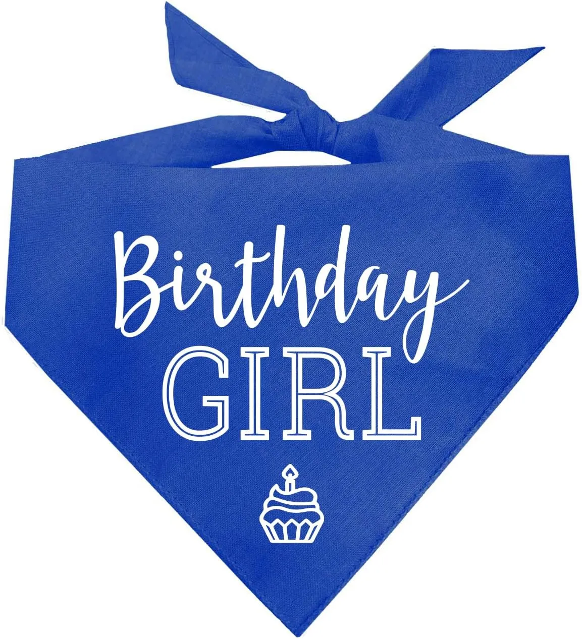 Birthday Girl with Cupcake Dog Bandana | 100% Cotton | Made in USA | Birthday | Pawty | Party Theme | Celebration Supplies | Photoshoot | Royal, One Size (215)