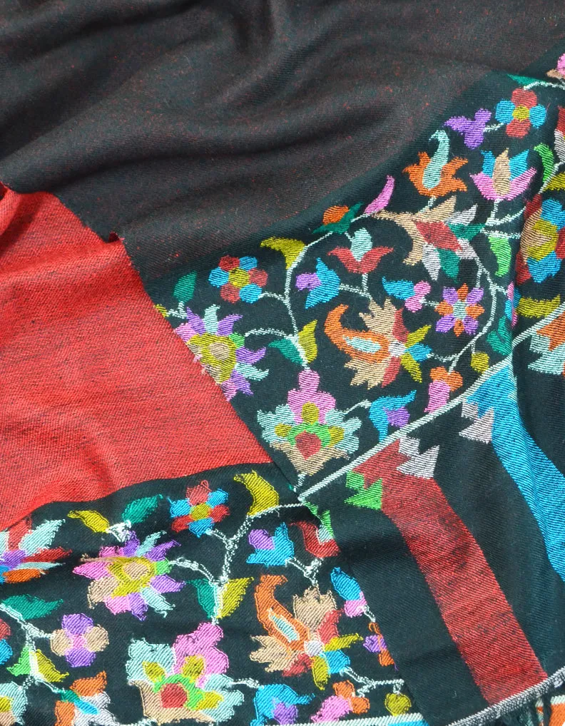 Black & Red Reversible Kani Shawl 5112