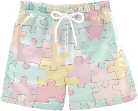 Boys Swim Trunks with Boxer Brief Liner, Ice Cream Cone Boys Swimwear Quick Dry Bathing Suit Toddler Swim Trunks
