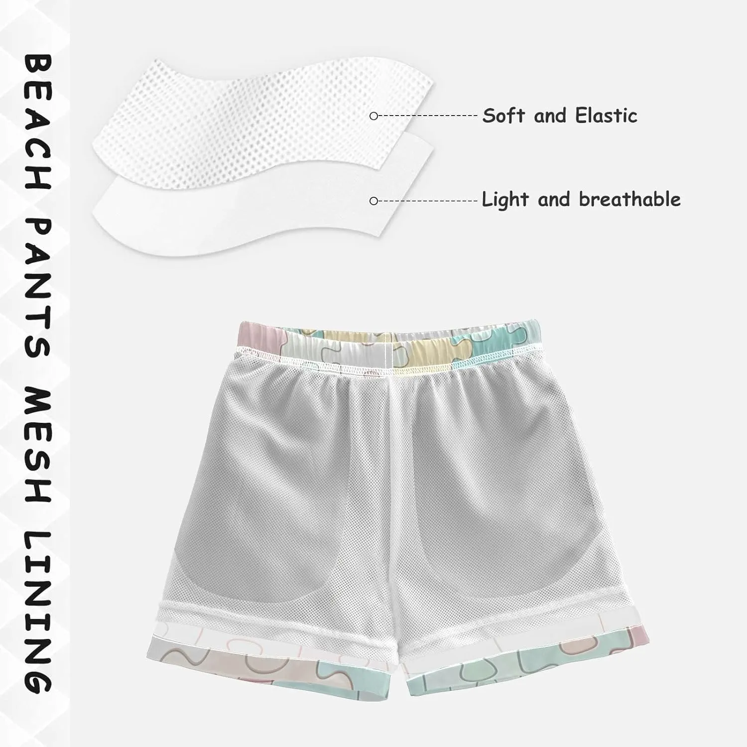 Boys Swim Trunks with Boxer Brief Liner, Ice Cream Cone Boys Swimwear Quick Dry Bathing Suit Toddler Swim Trunks