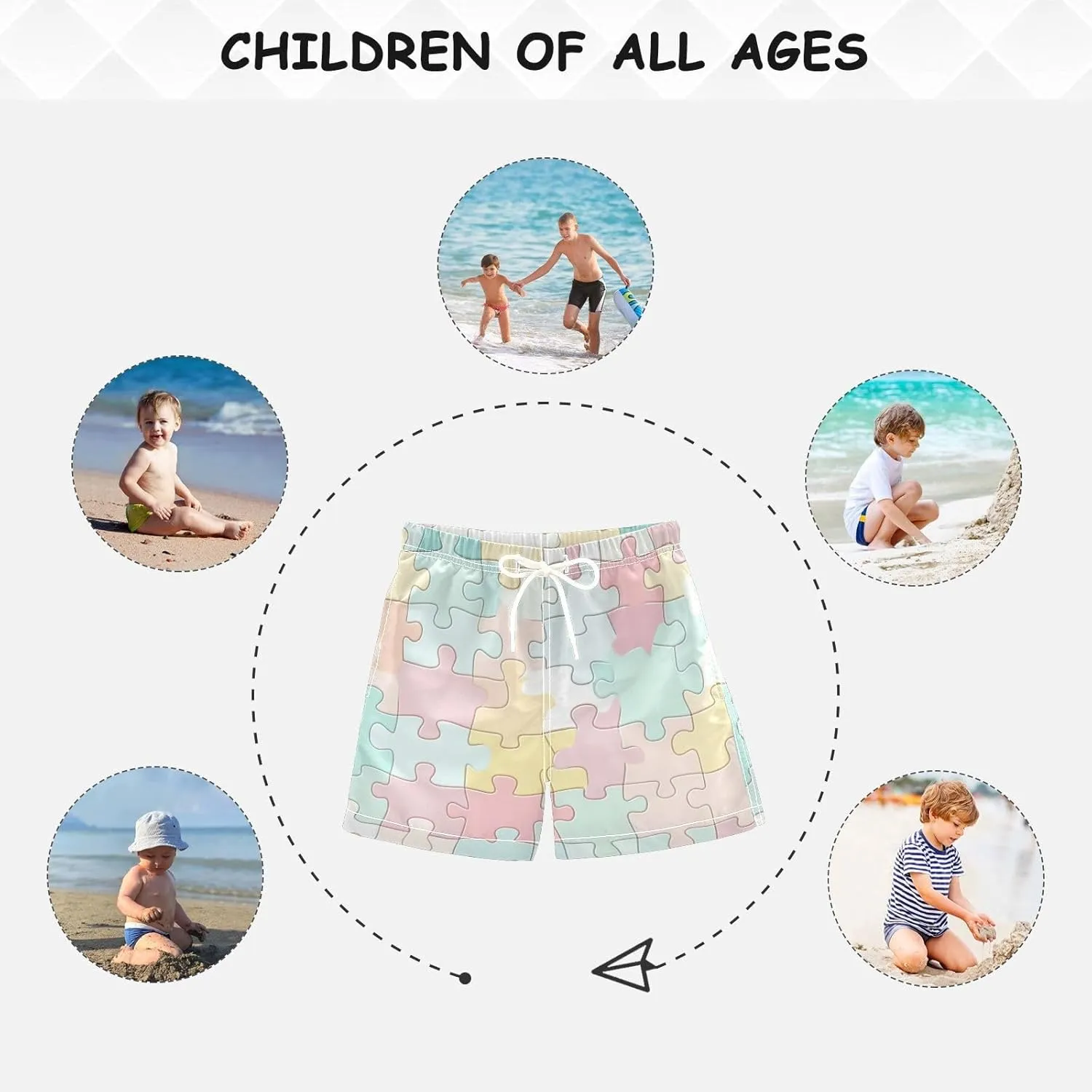 Boys Swim Trunks with Boxer Brief Liner, Ice Cream Cone Boys Swimwear Quick Dry Bathing Suit Toddler Swim Trunks