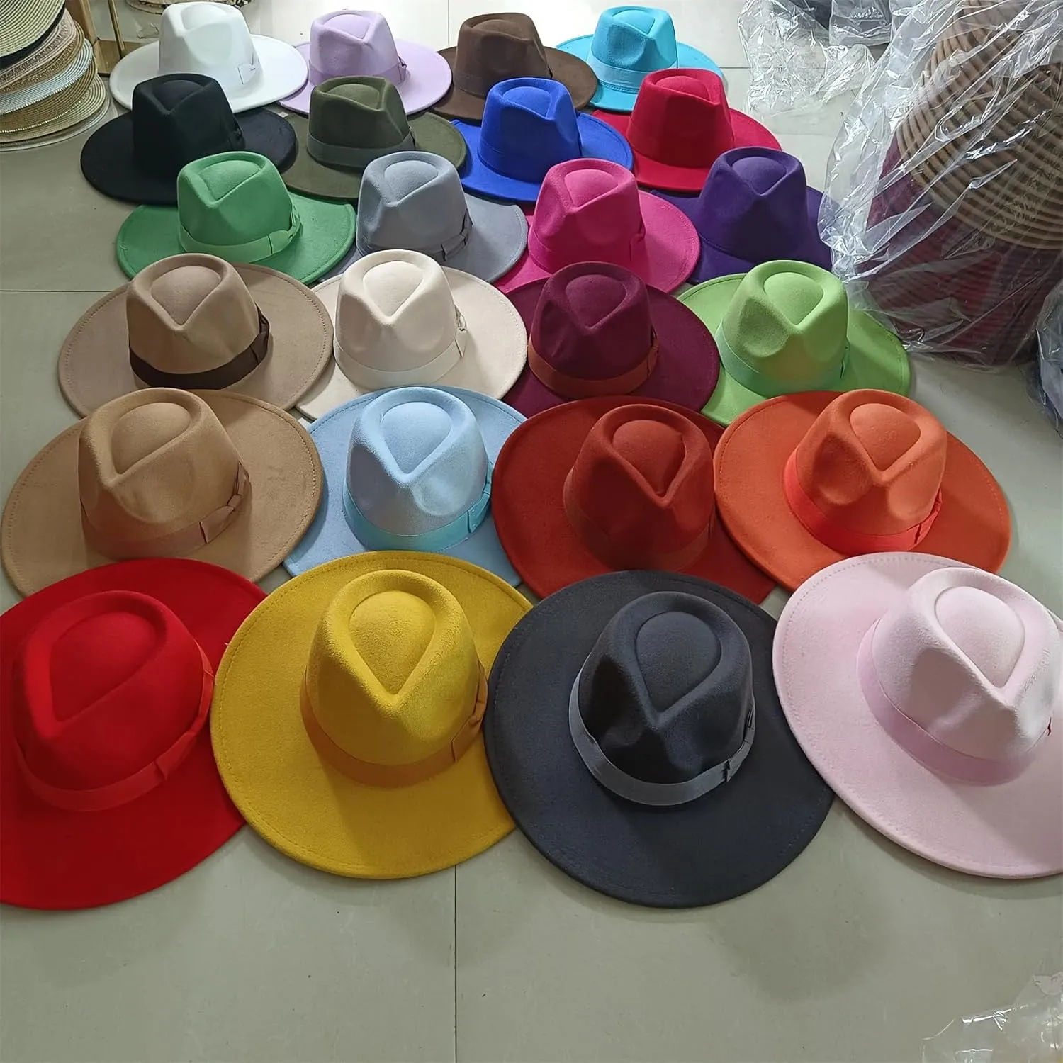 Brim Feather Accessories Wide Brim Jazz Hat Female Imitation Fedora Hat
