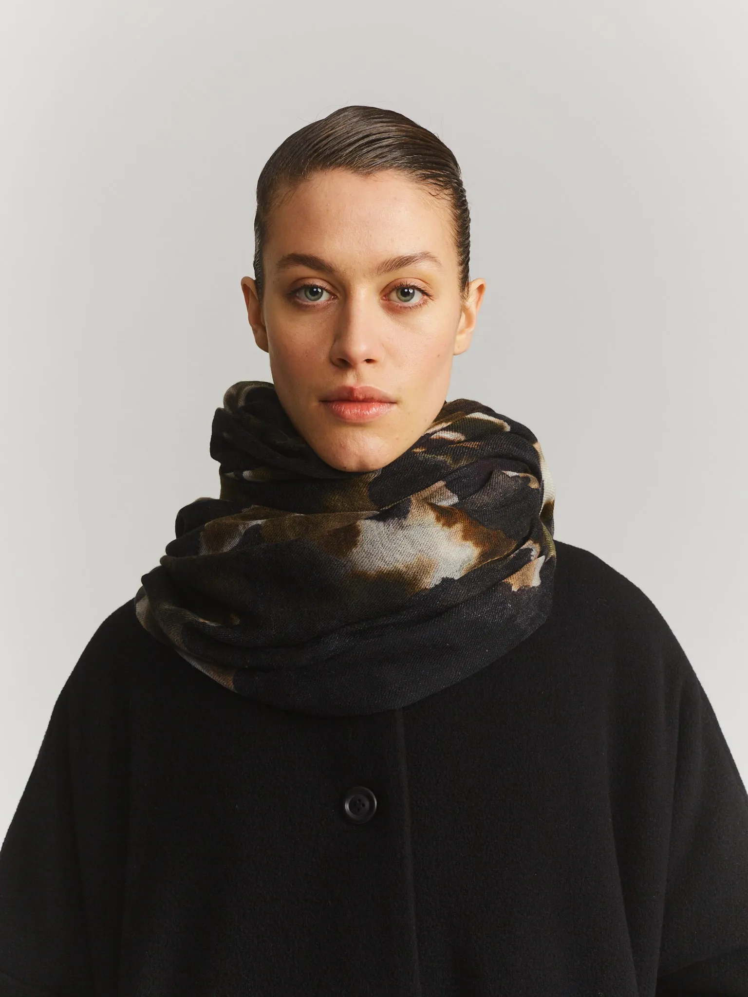 CASH SQUARE SCARF - CASHBLOTCH - KHAKI