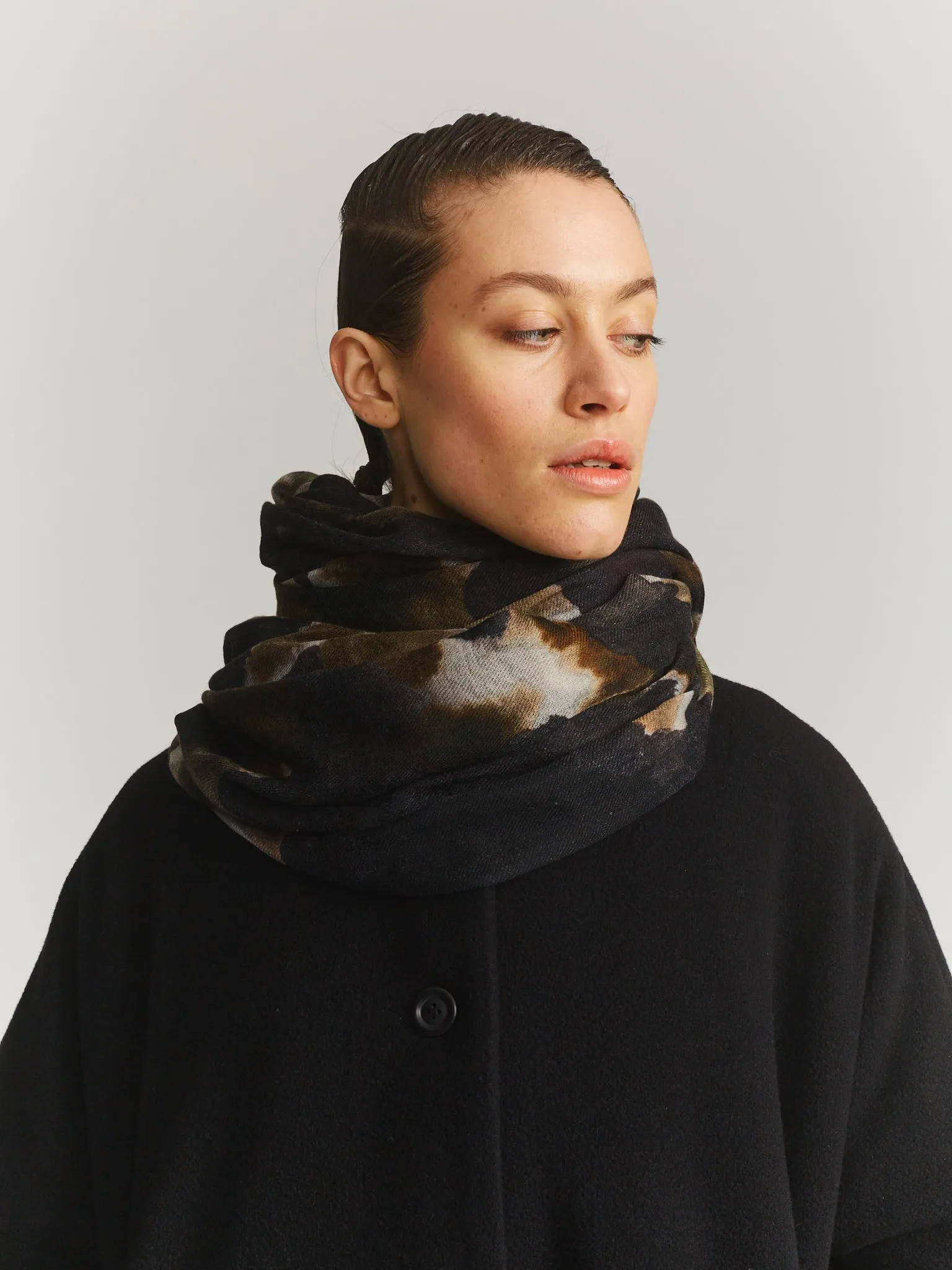 CASH SQUARE SCARF - CASHBLOTCH - KHAKI