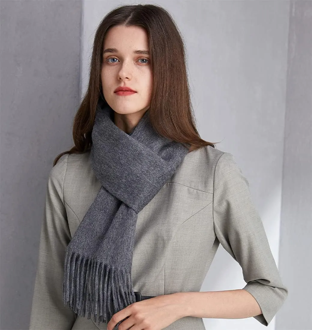 Cashmere & Wool Scarf Solid Color Thin Lightweight Scarf for Men and Women in Cold Weather with Gift Box