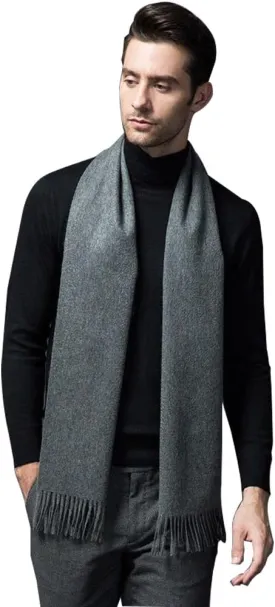Cashmere & Wool Scarf Solid Color Thin Lightweight Scarf for Men and Women in Cold Weather with Gift Box