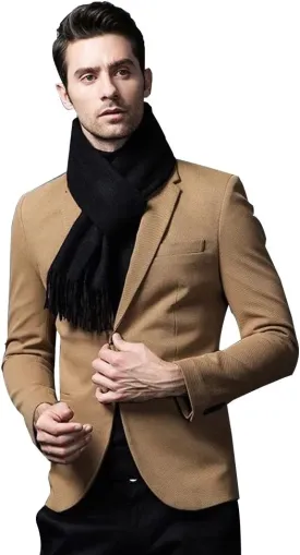 Cashmere & Wool Scarf Solid Color Thin Lightweight Scarf for Men and Women in Cold Weather with Gift Box