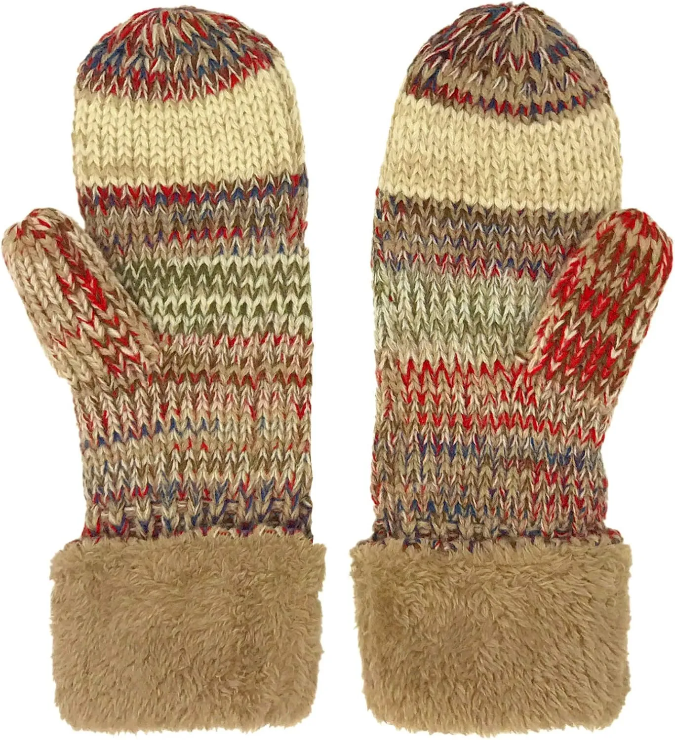 C.C CC Super Thick Fuzzy Fleeced Lined Warm Winter Knitted Mittens Gloves