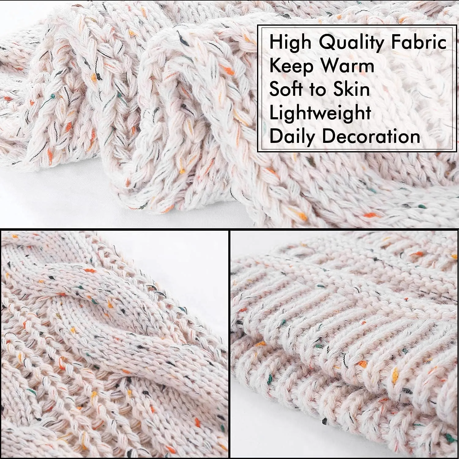 Double Couple Winter Scarf and Hat Set for Women Thick Cable Knitted Circle Loop Infinity Scarfs and Warm Beanie Hat