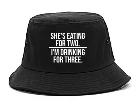 Drinking For Three Funny Pregnancy Announcement Mens Bucket Hat