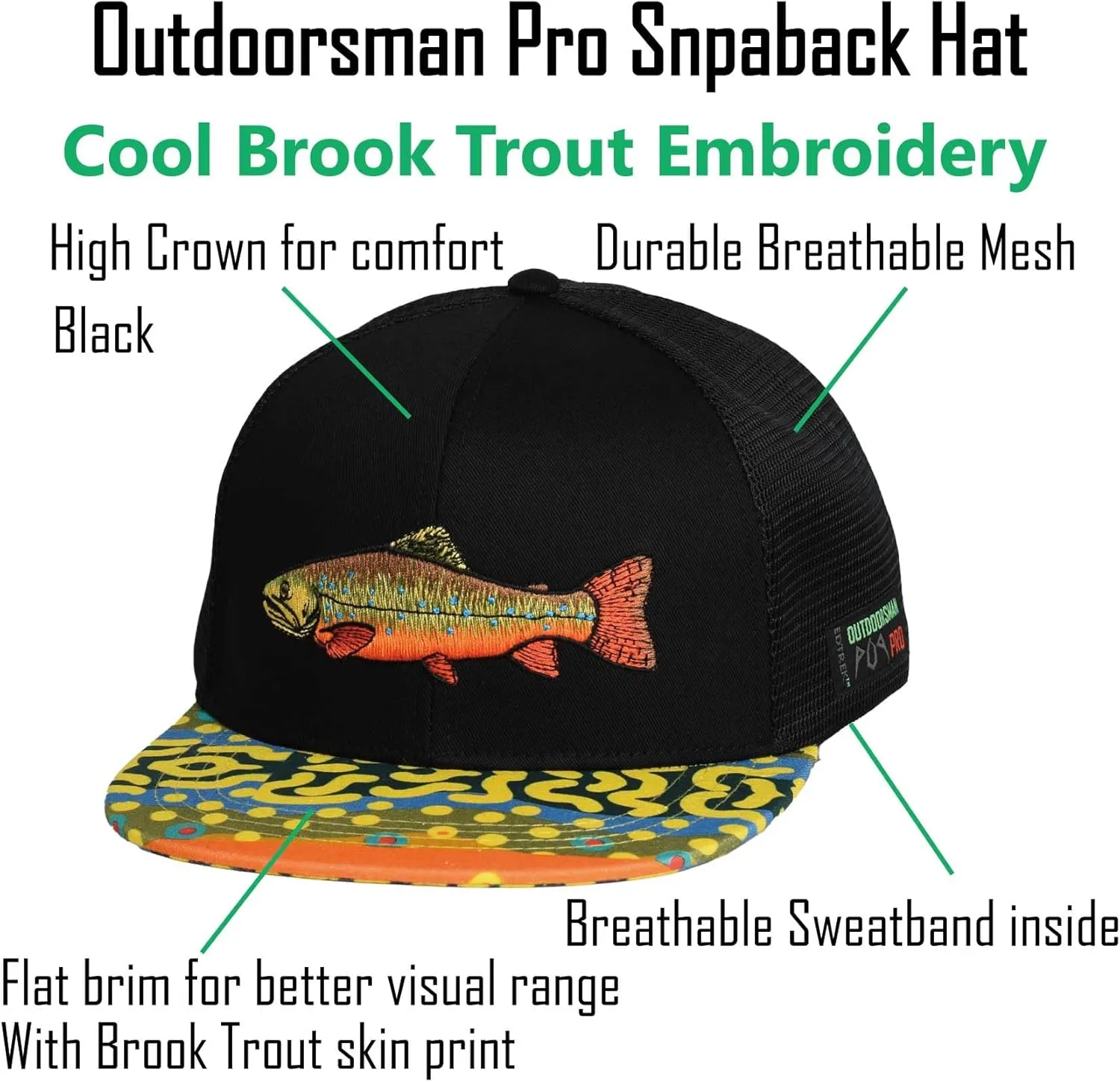 EDTREK Outdoorsman Pro Trucker Breathable Mesh Performance Cap - Flat Brim Snapback Hat