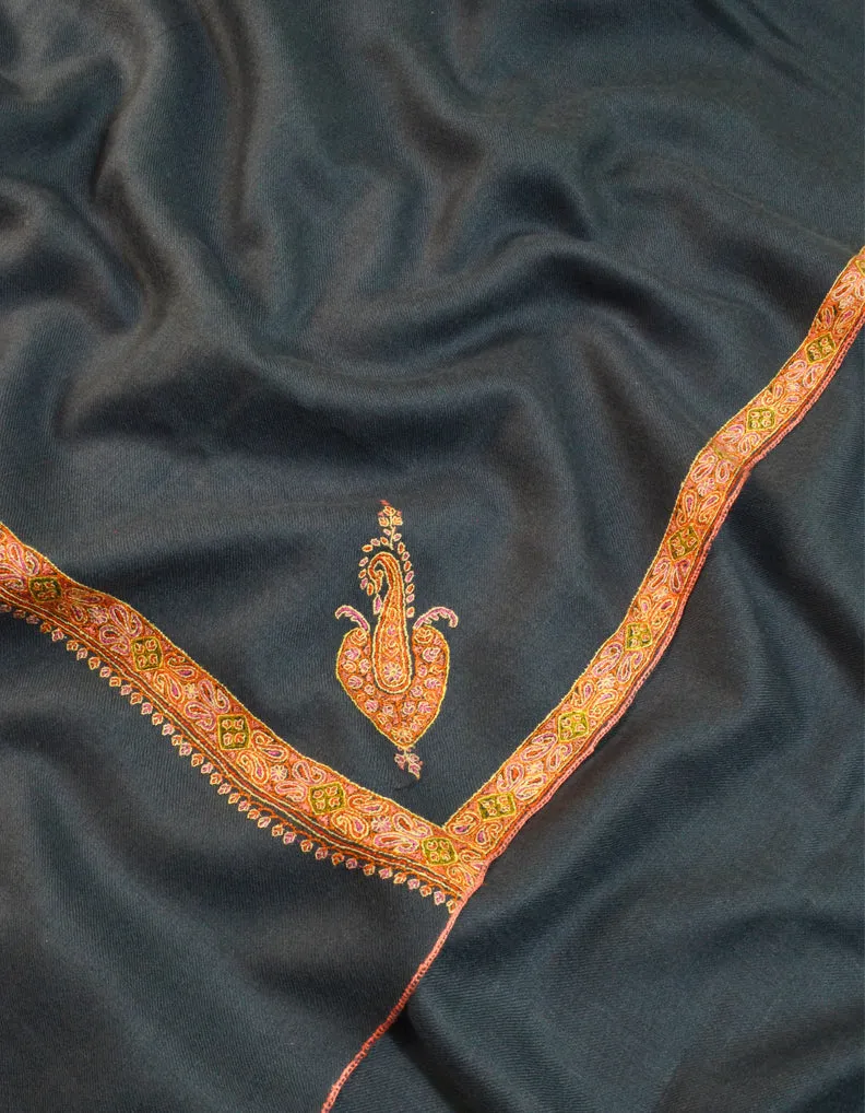 Embroidered Pashmina Shawl In Black 5554
