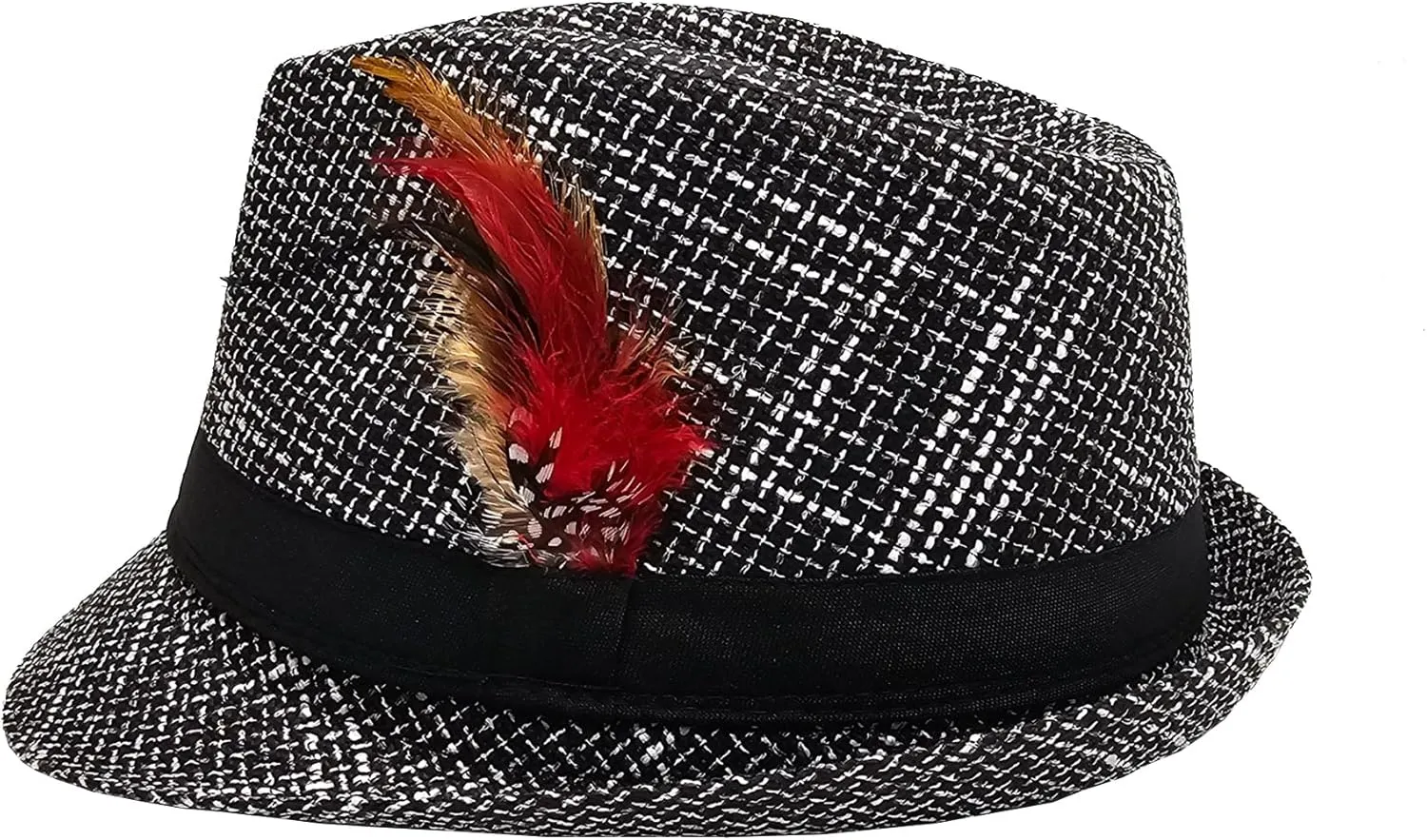 Fedora HAT with Band & Feather - Trilby Gangster Mob Panama Jazz Vintage Style