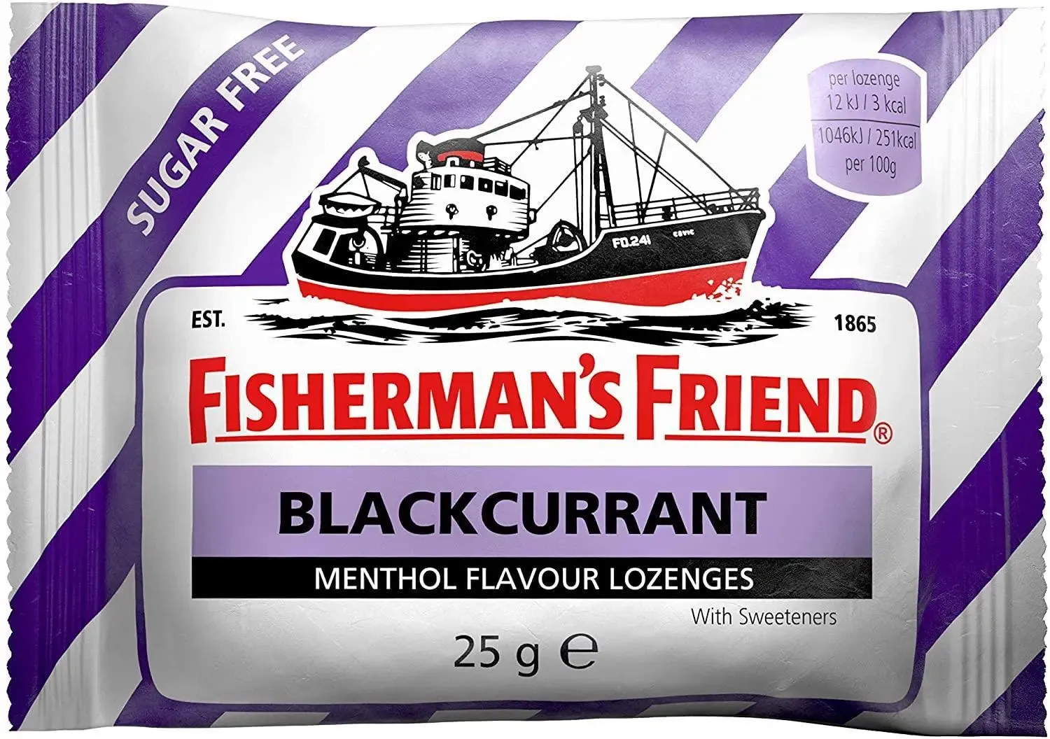 Fisherman's Friend Blackcurrant Sugar Free 25g Lozenges x 8