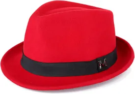 FREEBIRD99 100% Wool Felt Panama Fedora Hat Short Brim Trilby Flat Hat for Men Women