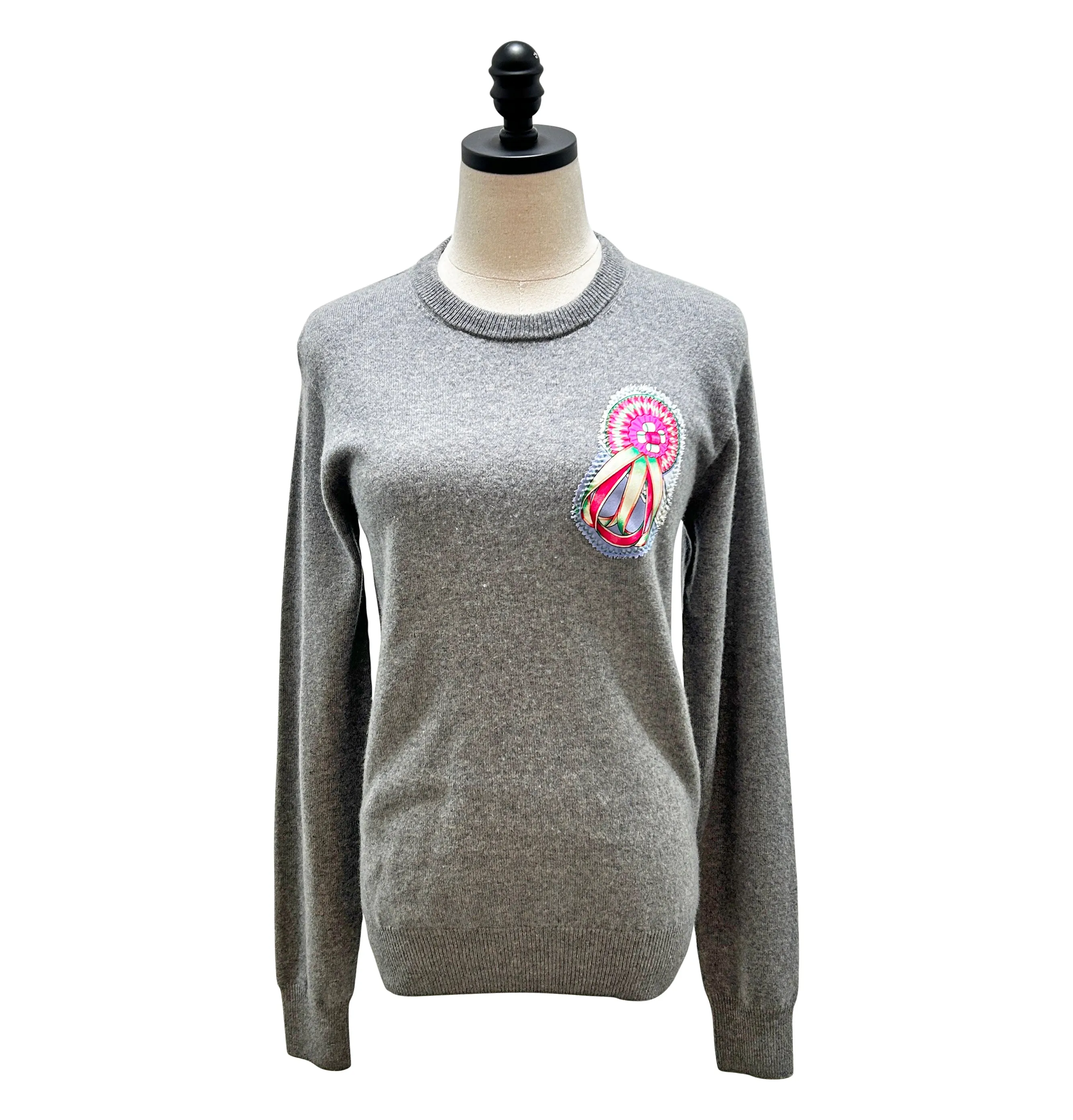 Grey Cashmere Crew Neck Sweater