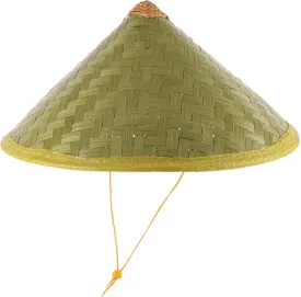 Homoyoyo Fishing Bamboo Hat Chinese Style Conical Hat Odorless and Breathable for Outdoor Activities Olive Green