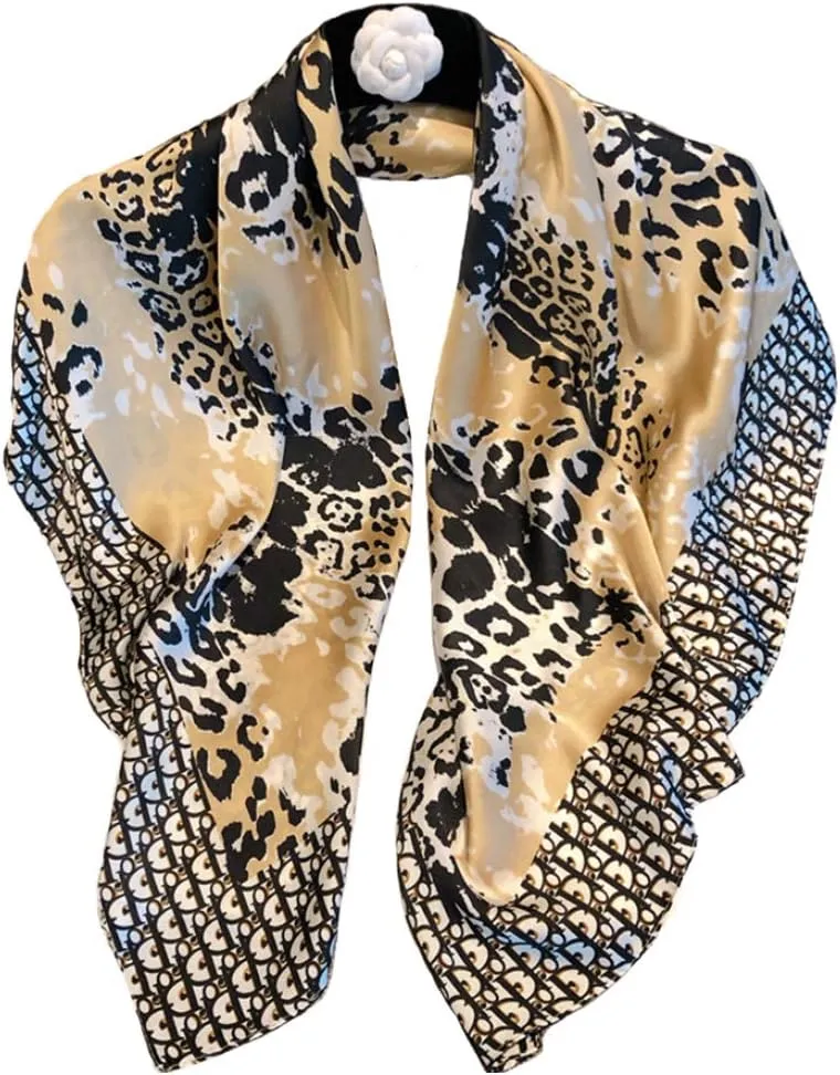 JERLA Women's satin square silk like scarf Fashion pattern large hair scarf wrap headscarf 35" x 35"