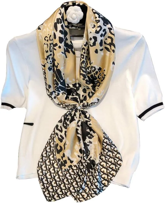 JERLA Women's satin square silk like scarf Fashion pattern large hair scarf wrap headscarf 35" x 35"