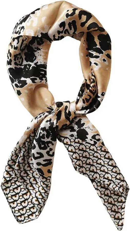 JERLA Women's satin square silk like scarf Fashion pattern large hair scarf wrap headscarf 35" x 35"