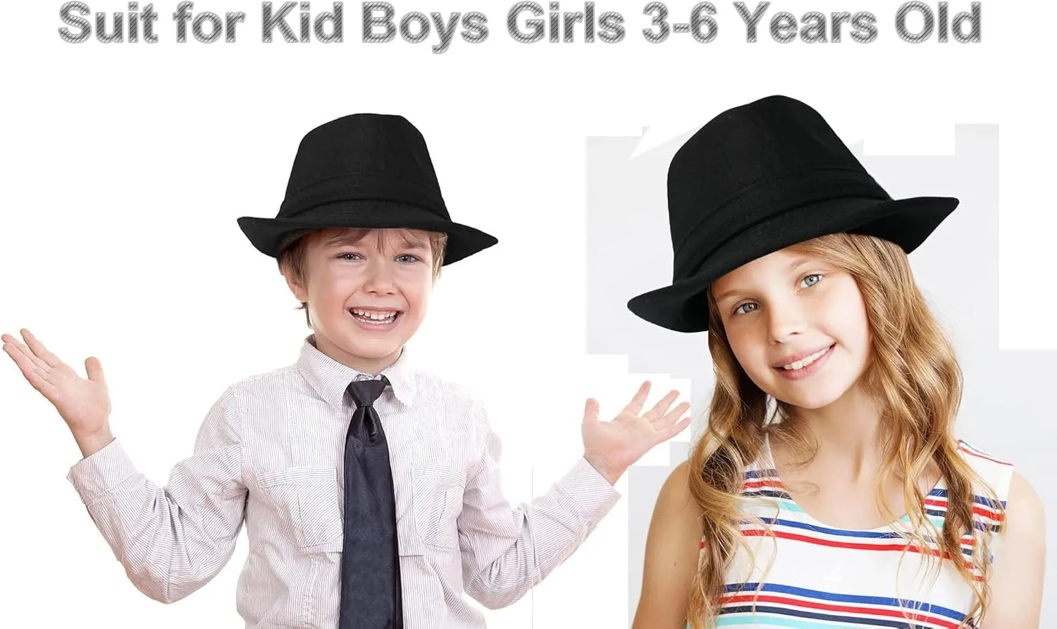 Kids Classic Trilby-Fedora Hat Short Brim Boys Gangster-Fedora Manhattan-Hat for 3-6 Years Old