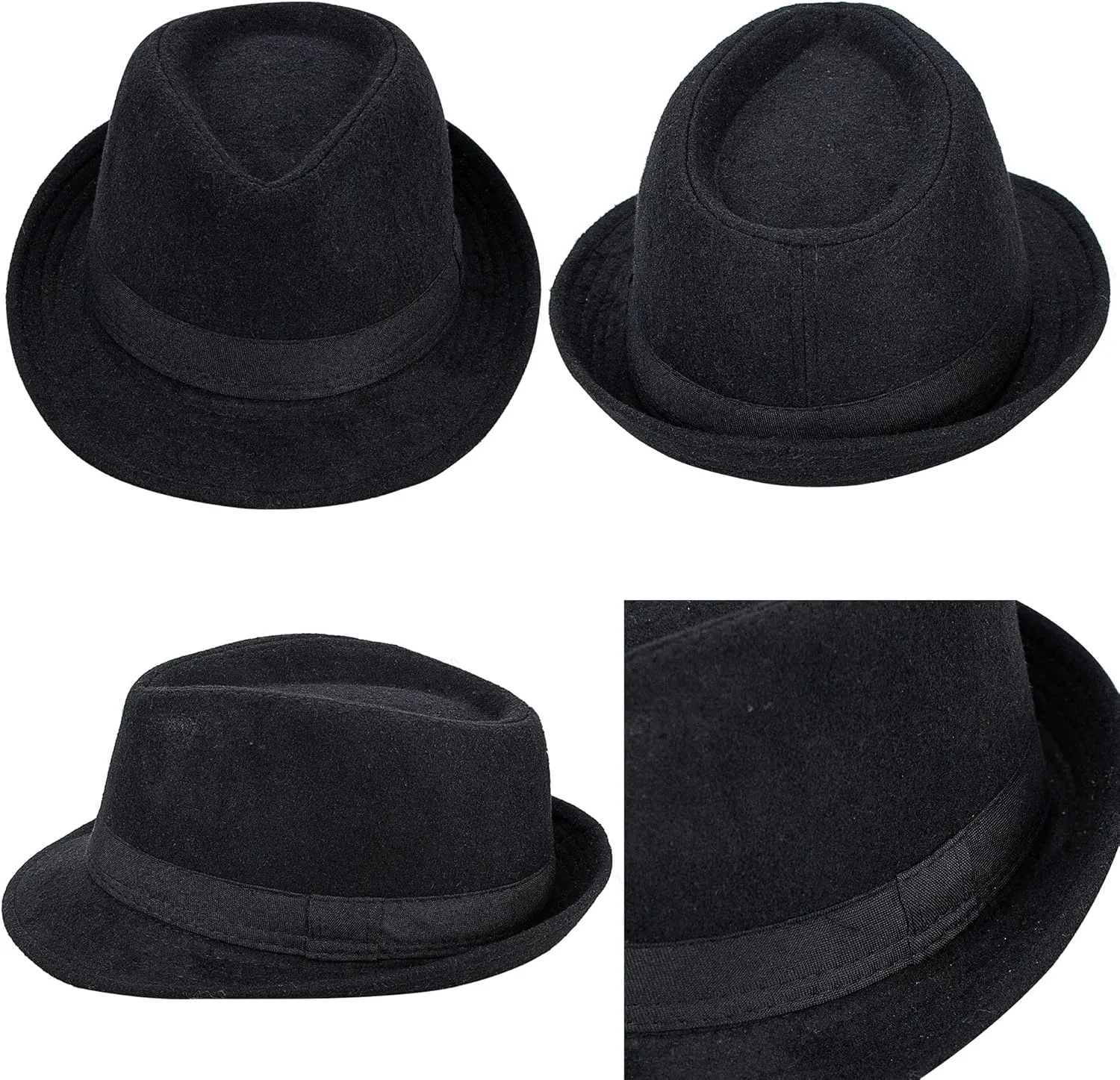 Kids Classic Trilby-Fedora Hat Short Brim Boys Gangster-Fedora Manhattan-Hat for 3-6 Years Old