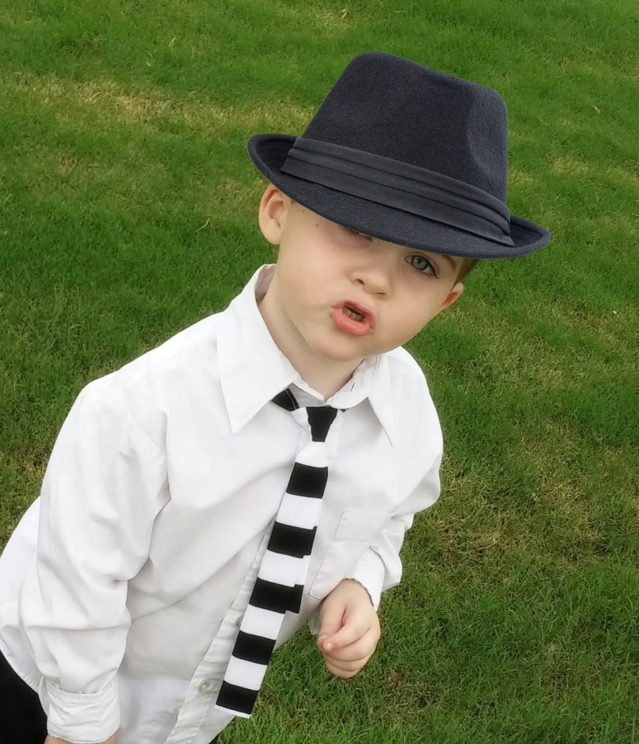 Kids Classic Trilby-Fedora Hat Short Brim Boys Gangster-Fedora Manhattan-Hat for 3-6 Years Old