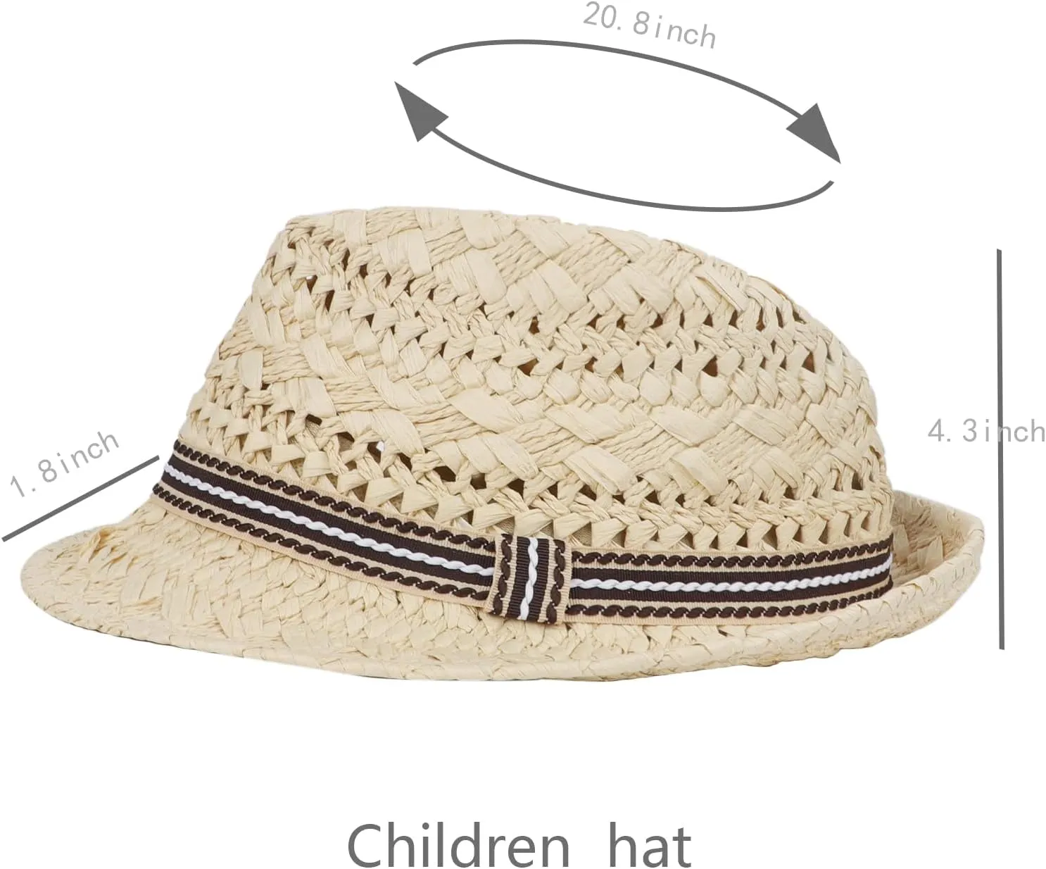 Kids Straw Fedora Hat Sun Visor Hat Boys Girls Summer Beach Cap