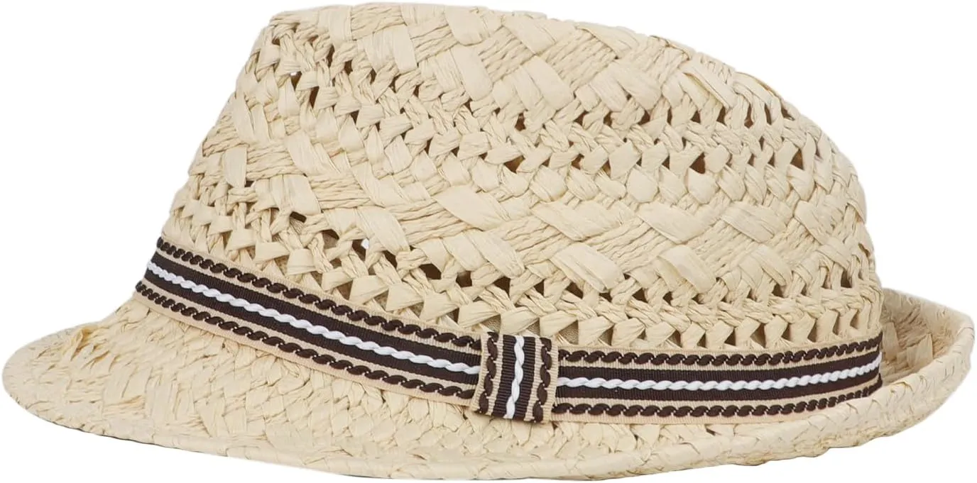 Kids Straw Fedora Hat Sun Visor Hat Boys Girls Summer Beach Cap