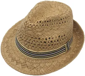 Kids Straw Fedora Sun Hat Short Brim Panama Jazz Hat Roll Up Trilby Bowler Cap for Small Boys Girls